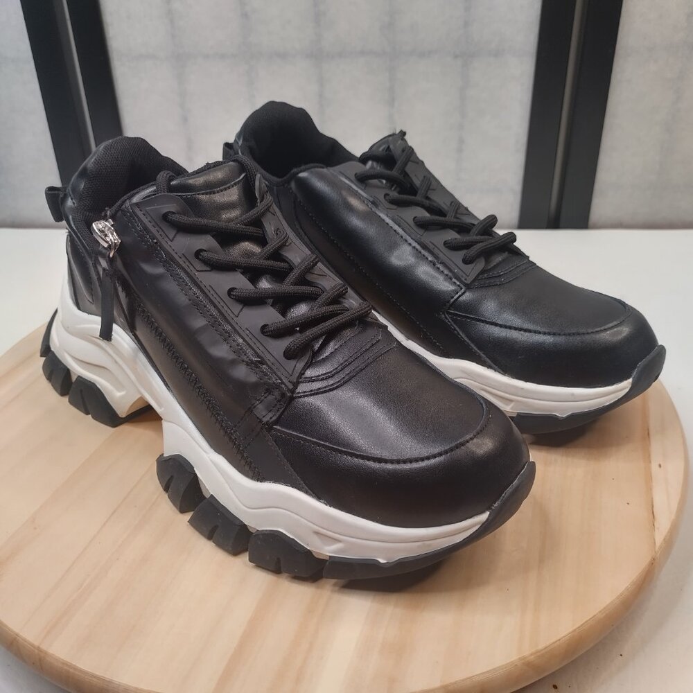 Kenneth Cole New York Nikos Black & White Chunky Platform Sneakers Women US 10M - Picture 3 of 14